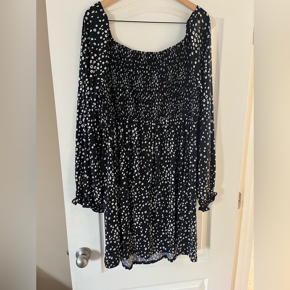 White Birch Black with Small white Dot Pattern Stretch midi length Size 3X - Picture 11 of 16